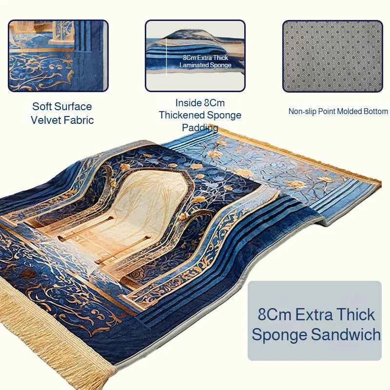 Home Living Room Carpet 8cm Thickened Printed Carpet Non-Slip Comfortable Lengthened Knee Pad Prayer Mat for Islam&Christianity