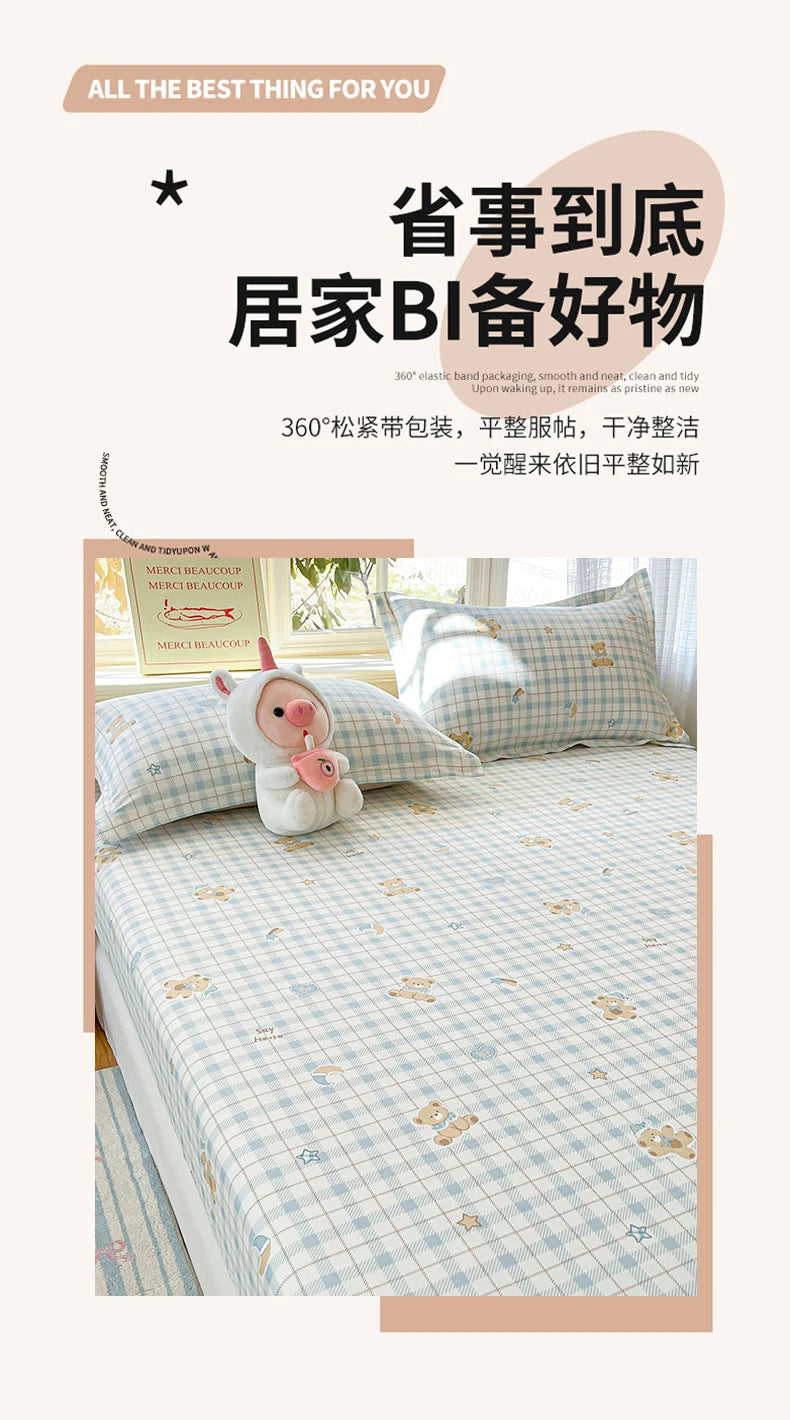 100% Cotton Cute Bear Print Bed Sheet, All Sizes
