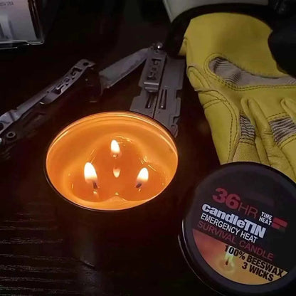 Long Burning Candles Wax Candle with Jar 36 Hours Long Burning 3-Wick Lamp for Home Outdoor Activities Survival Fishing