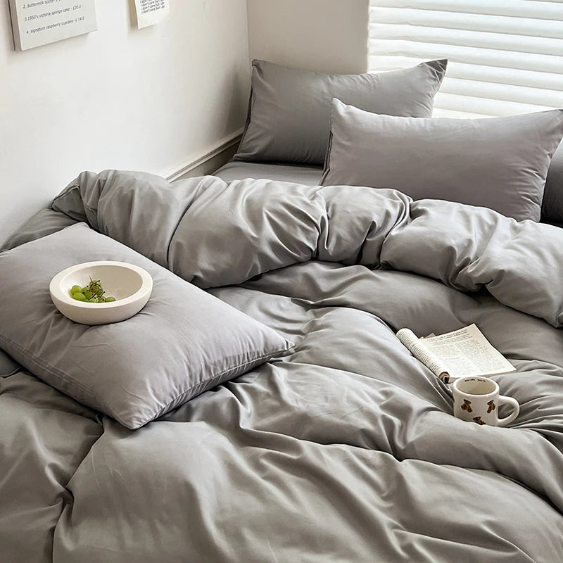 Solid Cotton Bedding Set | Duvet Cover & Sheet