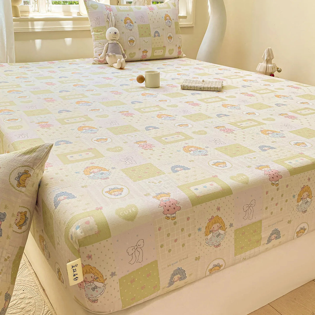 Green Floral Fitted Bed Sheet | Single, Queen, King