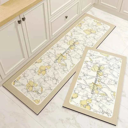 Carpet for Kitchen Floor Mat Pvc Leather Waterproof Non-slip Long Rug Oil-proof Foot Mats Pink Flower Home Decoration Rugs