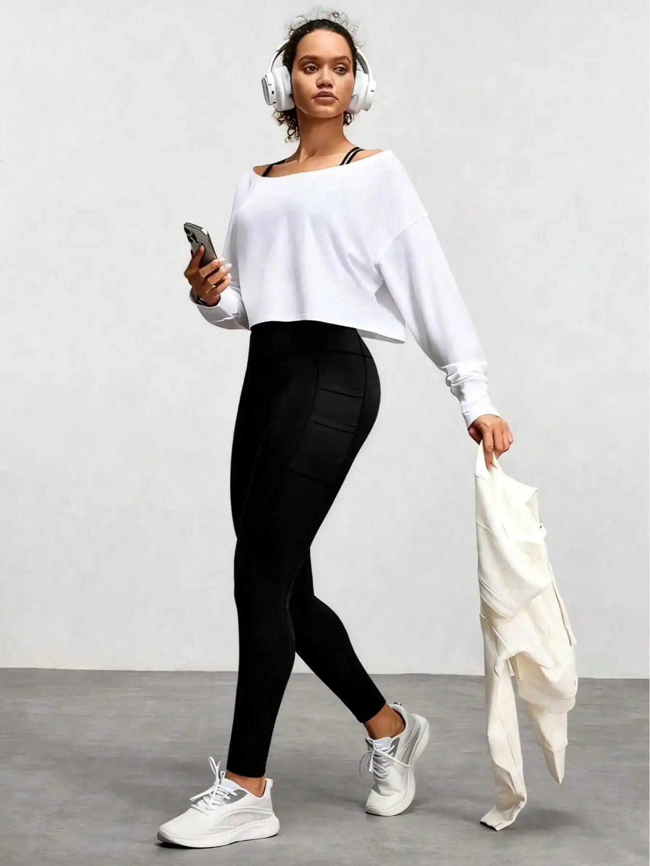 Women's High Waist Elastic Yoga Pants with Side Pockets — Casual Running Fitness Trousers