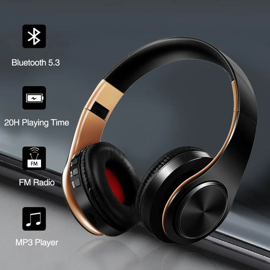 HiFi Stereo Bluetooth Headphones – FM Radio, SD Card, 20H Battery, Mic | Foldable Over-Ear