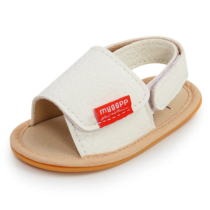 Classic Leather Baby Sandals Baby Boys Baby Girls Non-slip Solid Color Bow Baby Walking Soft Rubber Bottom Hundred Garden Shoes