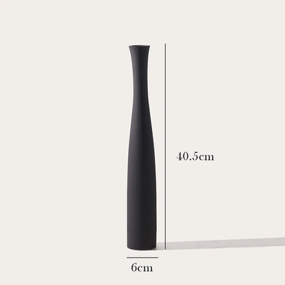 40cm Modern Ceramic Vase White Black Plants Ornaments Minimalist Vase for Living Room Home Office Party Decoration Flower Bottle