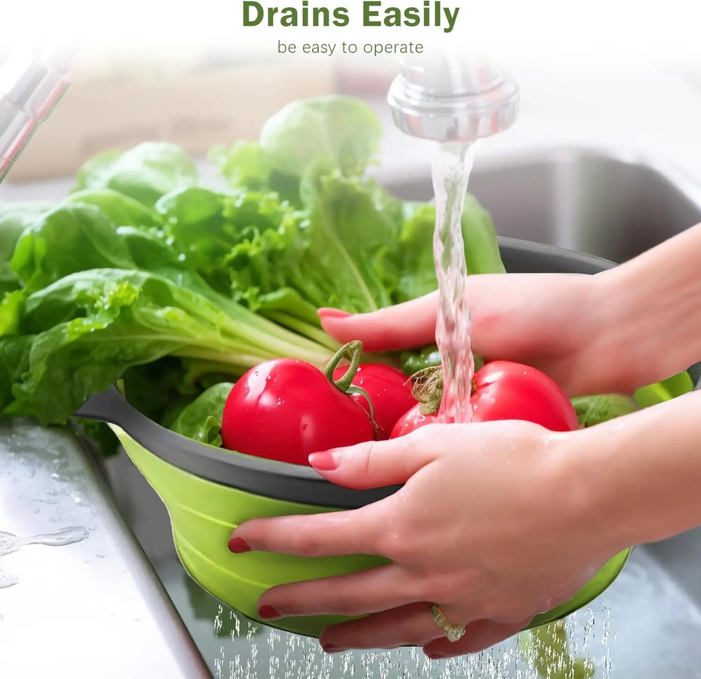 Silicone Collapsible Travel Colander and Kitchen Strainer for Pasta, Fruit and Vegetables
