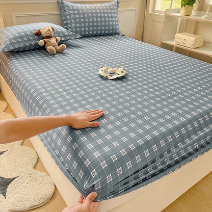 Plaid Fitted Sheet | Skin-Friendly, Elastic, Kids