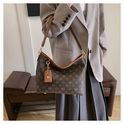 Beige Printed Commuter Tote, Large Capacity
