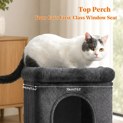 30-Inch Cat Tree with Condos & Sisal Scratching Post