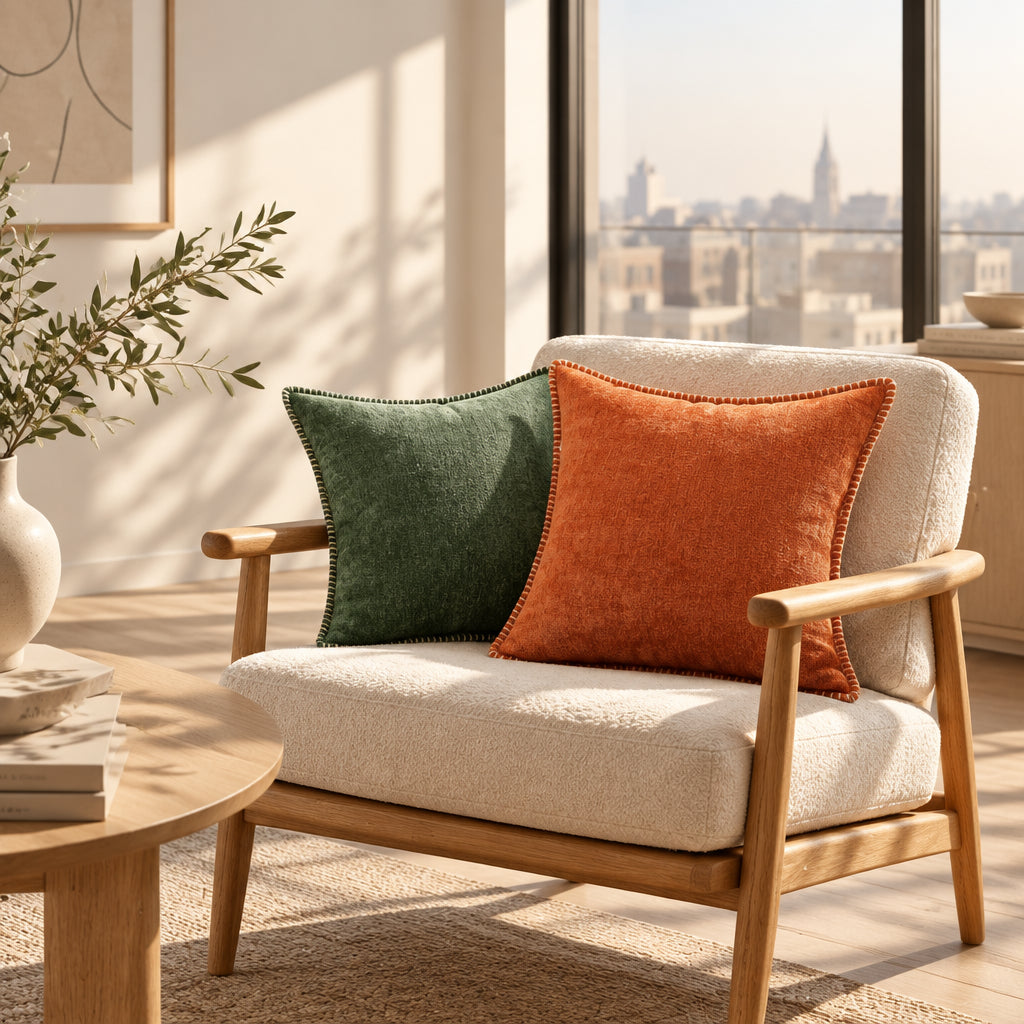 Chenille Throw Pillow Cover, 5 Colors & 3 Sizes