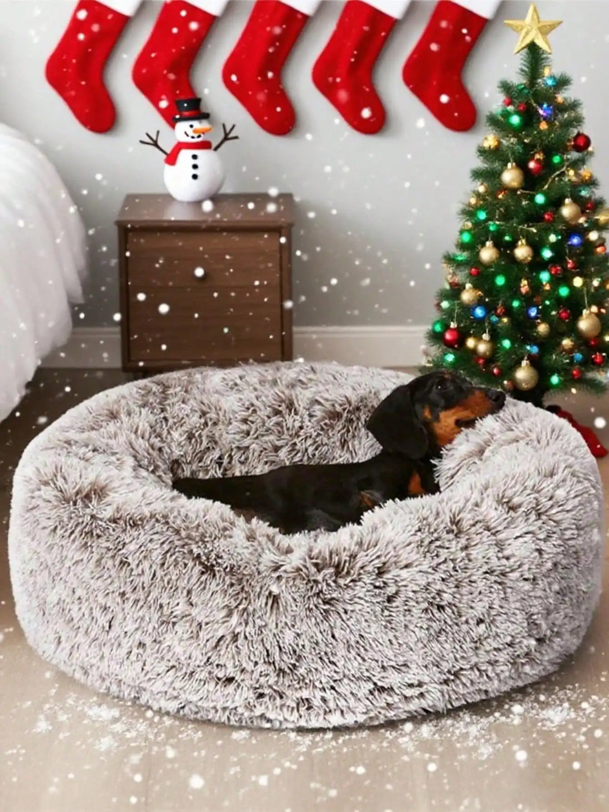 Plush Round Pet Bed, Warm All-Season Comfort