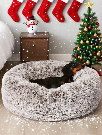Plush Round Pet Bed, Warm All-Season Comfort
