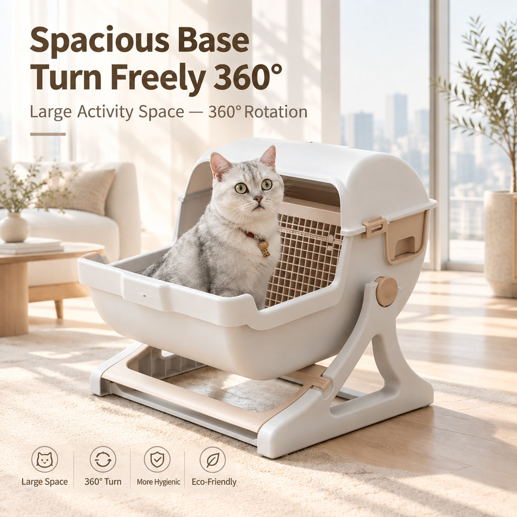 Extra-Large Semi-Automatic Sifting Cat Litter Box with High Walls