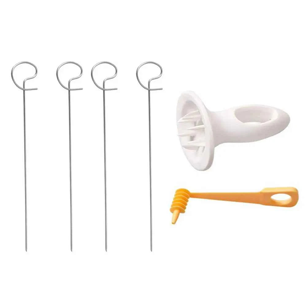 Spiral Potato Cutter with 4 Stainless Steel Sticks Manual Twisted Potato Slicer Reusable Potato Twister Kitchen Gadgets