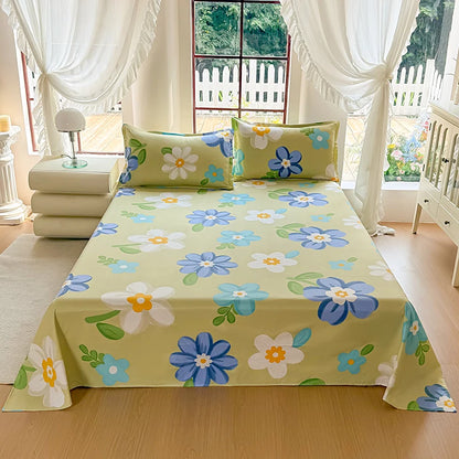Floral Printed Flat Top Sheet | Single, Queen, King