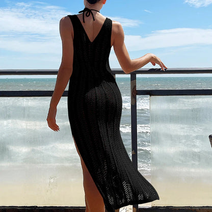 Women's Hollow Out Knitted Maxi Dress — Sleeveless Beach Cover Up