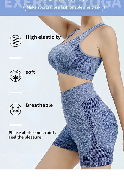Women’s Seamless Yoga Set — Sports Bra, Shorts & Leggings
