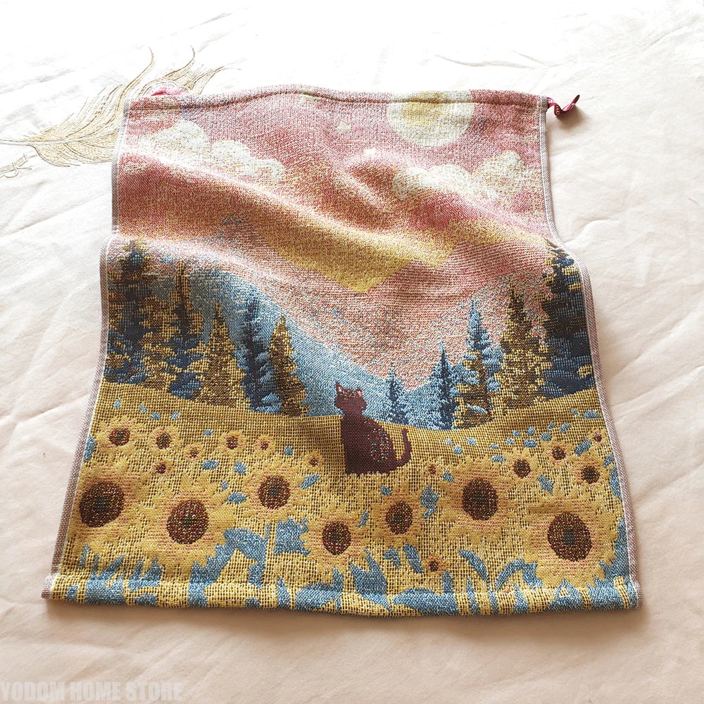 Pastoral Cats 100% Cotton Four-layer Gauze Towel Printed Hand Towel