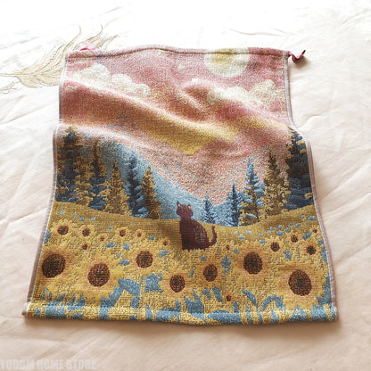 Pastoral Cats 100% Cotton Four-layer Gauze Towel Printed Hand Towel