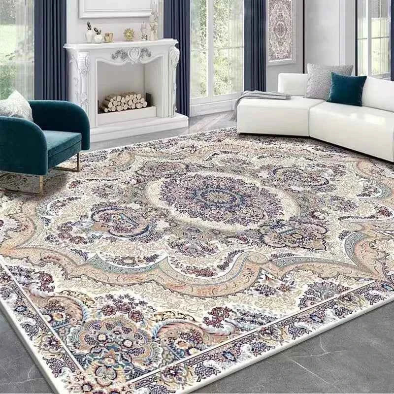 vikama French retro Persian carpet door non-slip mat living room sofa tea table crystal velvet large carpet bedroom bed rug
