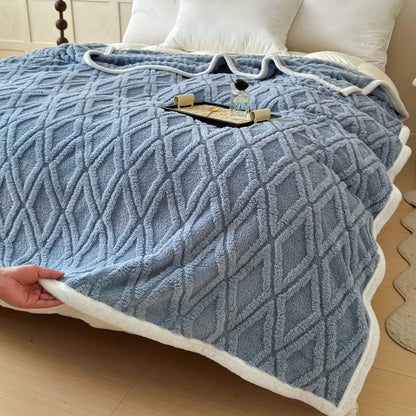 Soft Warm Lamb Fleece Blanket for Bed Sofa Winter Fall and Winter Cozy Flannel Cover for Office Nap Air Conditioning