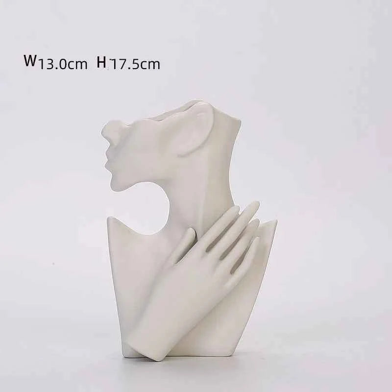 human ceramic vase minimalist dry flower decor nordic modern home ornament plain fired living room office stylish decoration