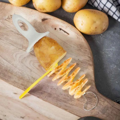 Spiral Potato Cutter with 4 Stainless Steel Sticks Manual Twisted Potato Slicer Reusable Potato Twister Kitchen Gadgets