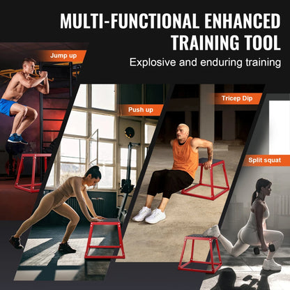 18 Inch Steel Plyometric Jump Box | Anti-Slip Step Up Box for Home Gym Training