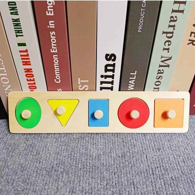Montessori Toy Wooden Building Blocks Early Learning Educational Toys Color Shape Match Kids Puzzle Toys For Children Boys Girls