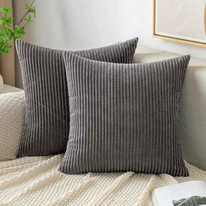 Soft Corduroy Striped Throw Pillow Case 45x45cm Boho Throw Pillow Covers for Sofa Bedroom Living Room Spring Home Decor Green
