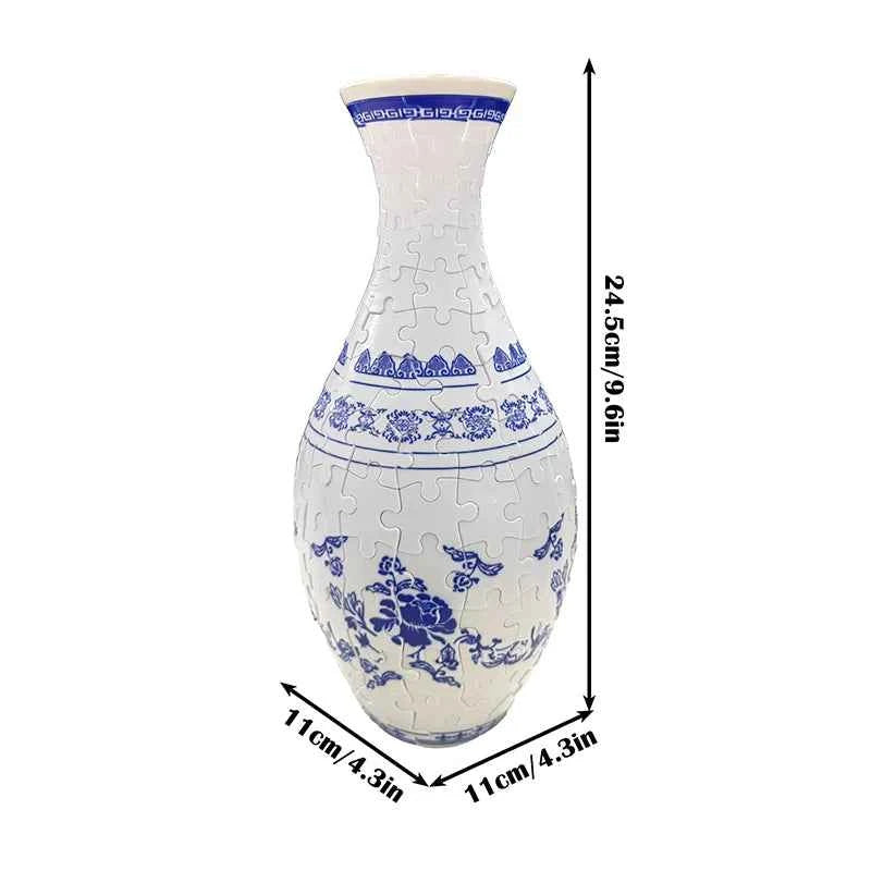 3D Puzzle Vase Flower Porcelain Design DIY Assembly Educational Toy Home Decoration House Arrangement Warming Christmas Gift Toy