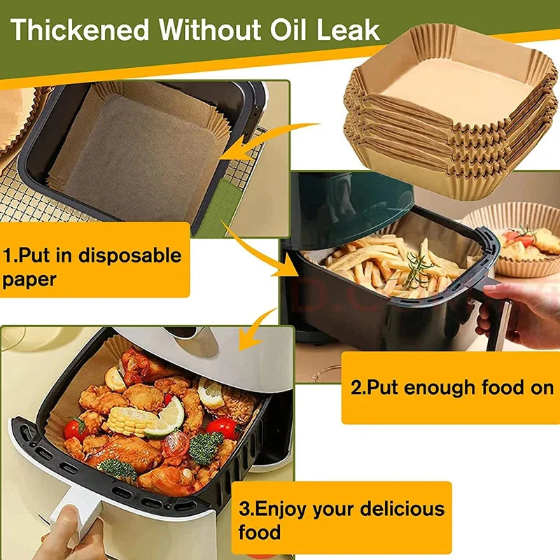 Disposable Air Fryer Liners, Square & Round Non-Stick Baking Paper