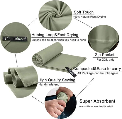 Quick-Dry Microfiber Sports Towel — Ultra Absorbent, Compact & Sandproof