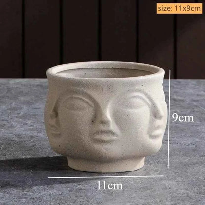 Ceramic Candlestick Art Vase Sculpture Crafts Human Face Flower Pot Handmade Garden Storage Flower Arrangement Home Decors
