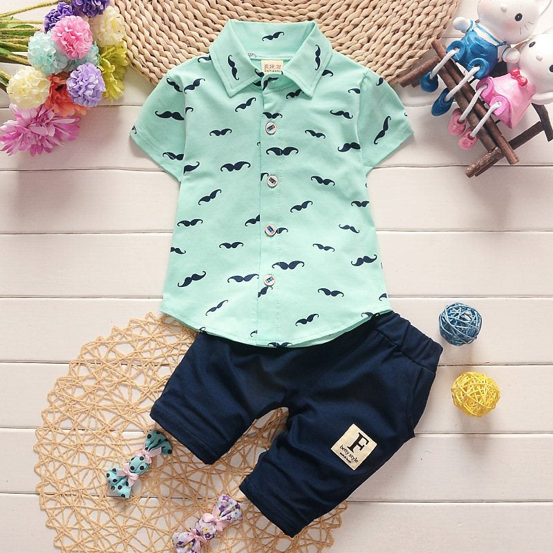Printed Short-Sleeve Shirt & Shorts Suit for Boys