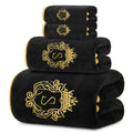4-Piece Bath Towel Set, Gold-Edged S Solid Color Bath Towel