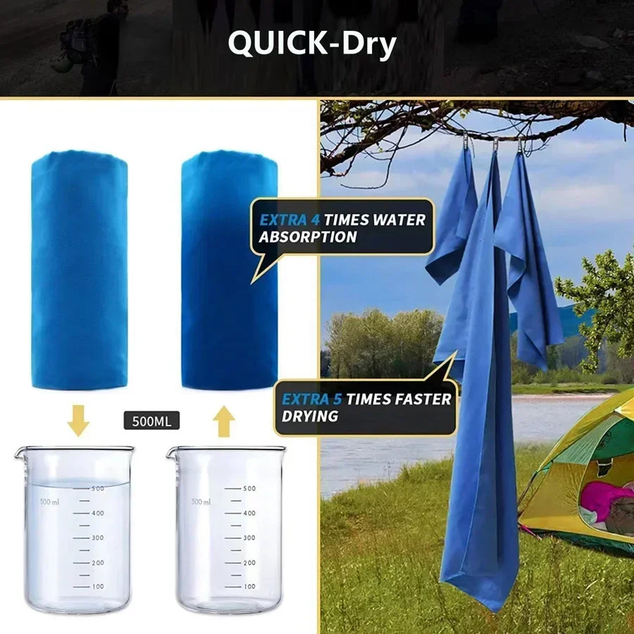 Thick Sand-Free Microfiber Sports Towel — Beach, Swim & Gym