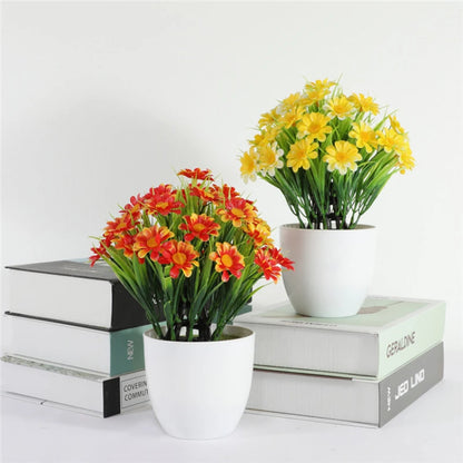 1pc High Quality Green Plant Potted Plants, DIY Desktop Simulation Spring Grass Chrysanthemum, Small Bonsai for Home Decoration