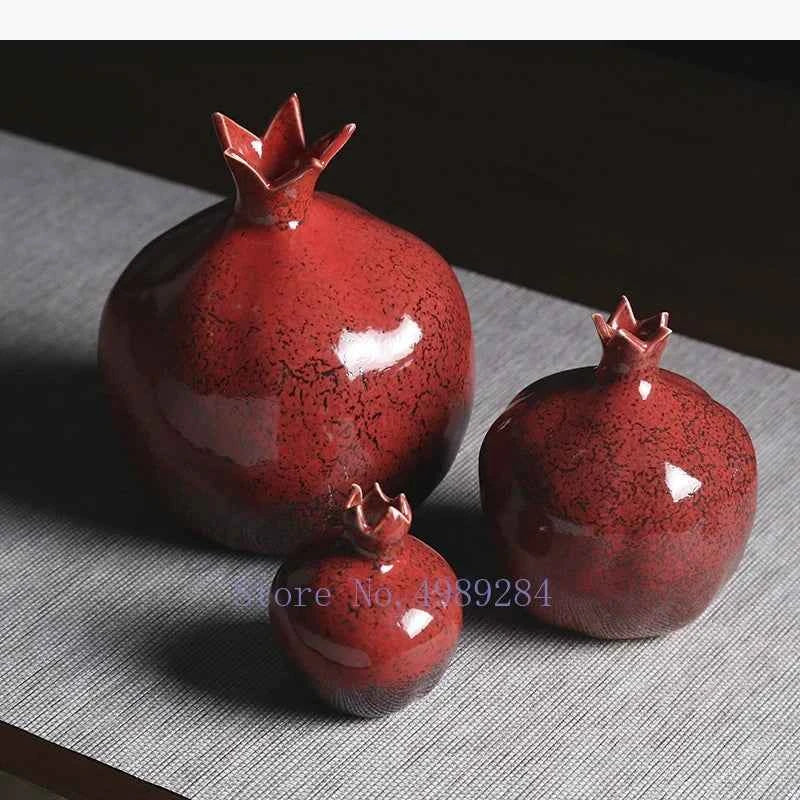 Creativity Ceramic Vase Red Pomegranate Flower Arrangement Accessories Flower Vase Decorative Ornaments Modern Home Decoration