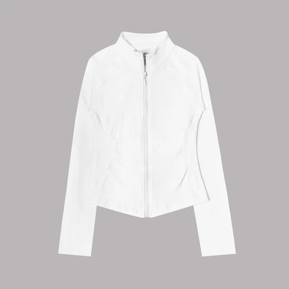 Women’s Zip-Up Sports Jacket — Seamless Long Sleeve Gym Activewear