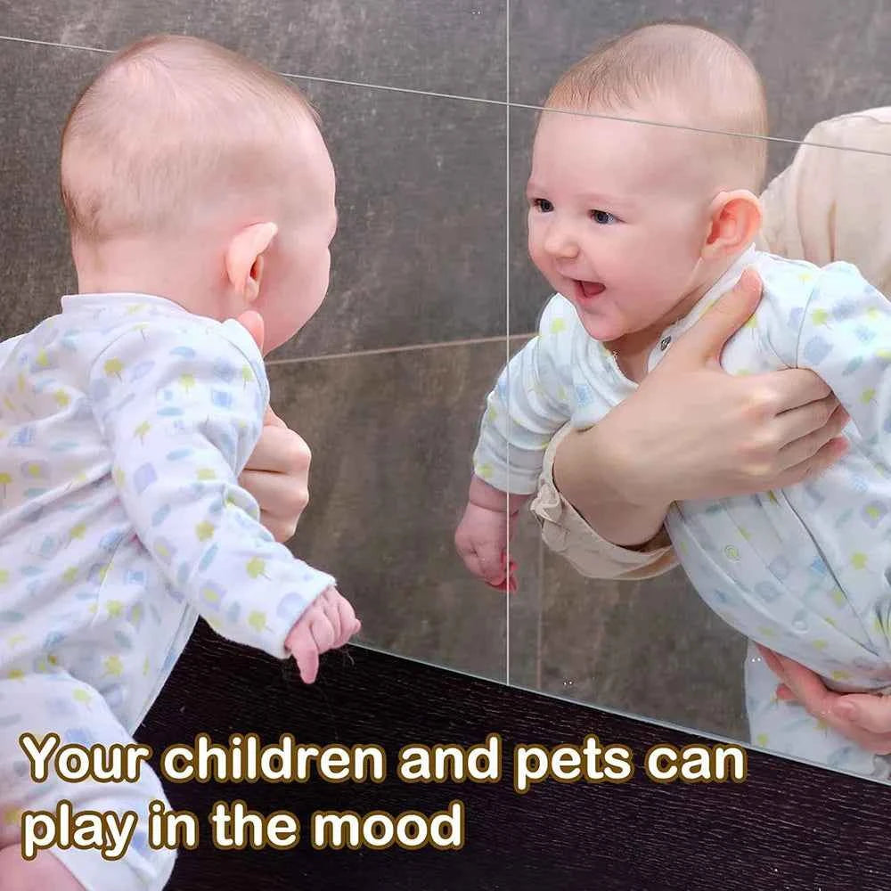 Full Length Door Mirror Tiles,Acrylic Wall-Mounted,Non Glass Safety Mirror Great for Baby Kids Playroom,Gym, Used as Dorm Mirror