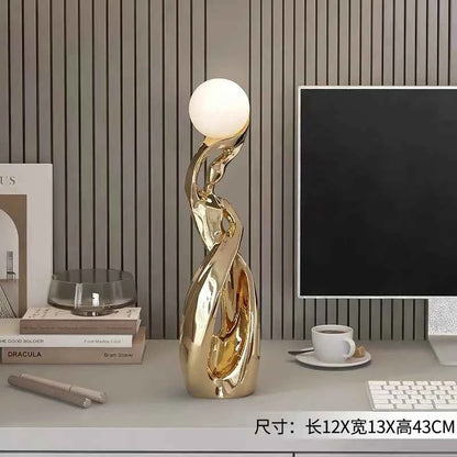 Home Decor Statue Abstract Art Ornaments Nordic Living Room Large Floor Luminous Sculpture Housewarming Gift Interior Figurines
