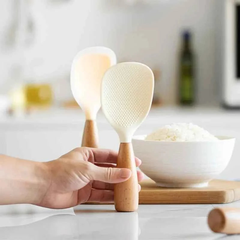 Hanging Silicone Rice Spoon Kitchen Ladle Non-stick Saucepan Electric Rice Cooker Cooking Scoop with Holes Household Items