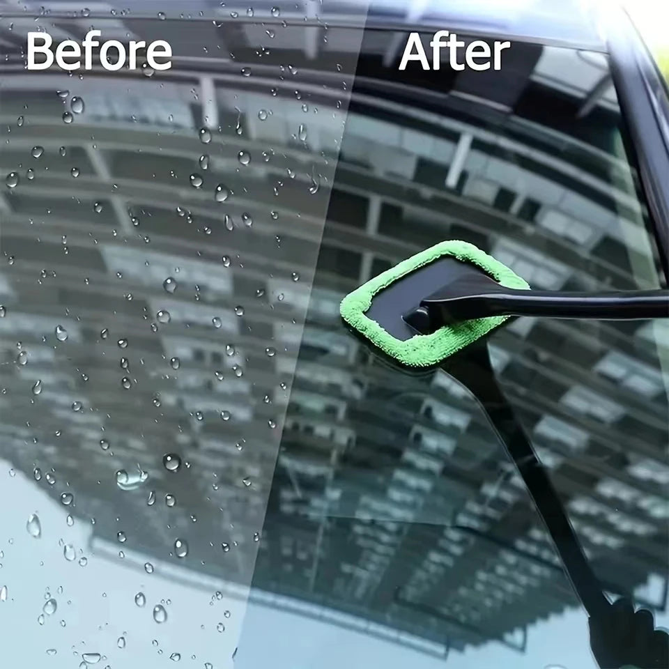 Car Window Cleaner Brush Kit – Long Handle Windshield Interior Glass Wiper