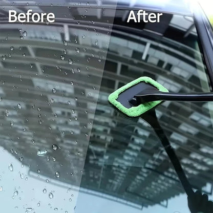 Car Window Cleaner Brush Kit – Long Handle Windshield Interior Glass Wiper