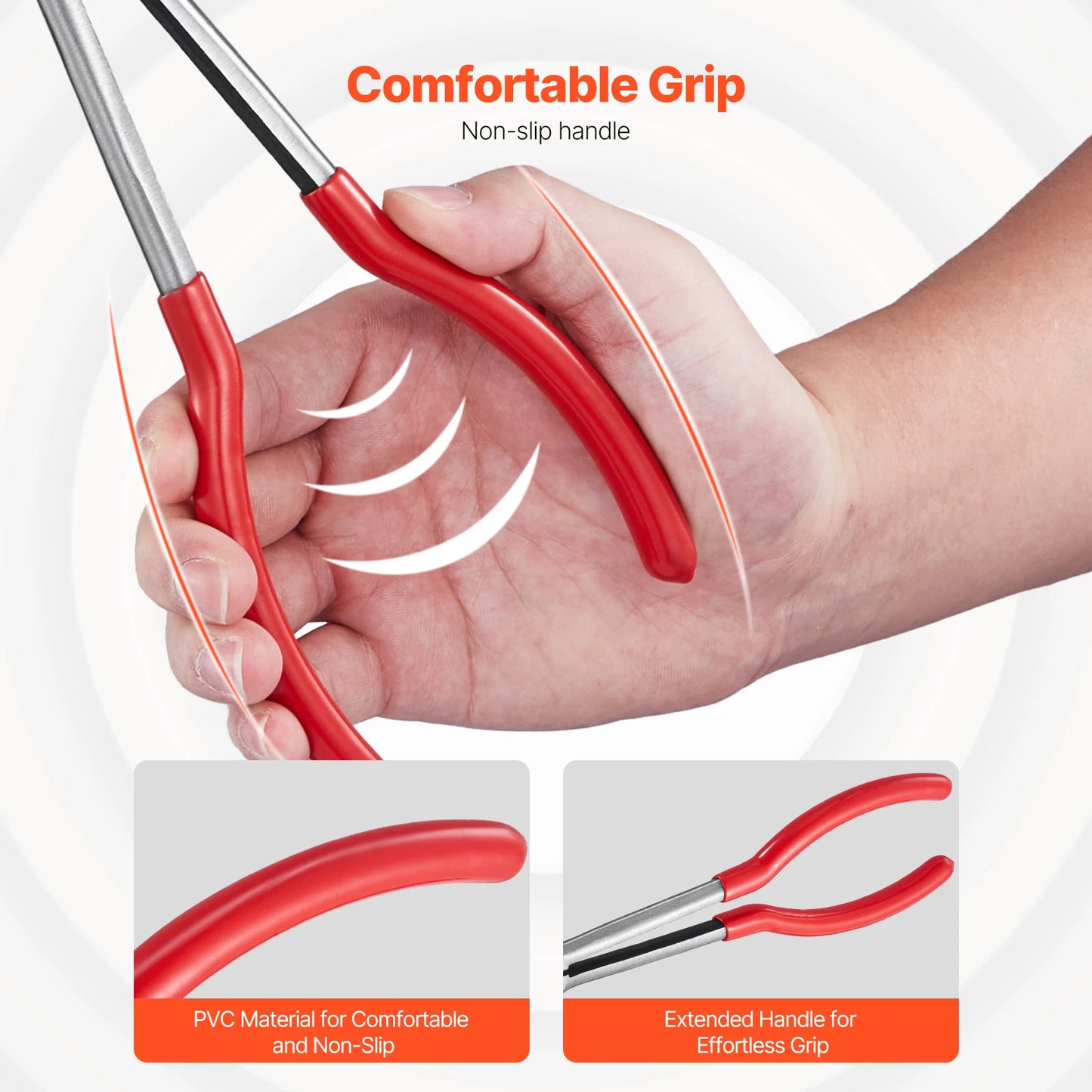 5-Piece Needle Nose Pliers 11in Long Needle Nose Pliers Set Diagonal Cutting Pliers 45°/90° Bent Round Nose Plier