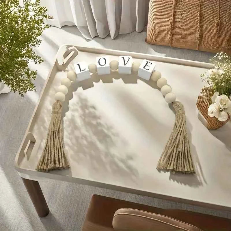 Rustic Wooden Letter Garland with Tassels - "Home" Design for Cozy Home Decor, Perfect for Shelves, Mantels, or Walls - Warmth