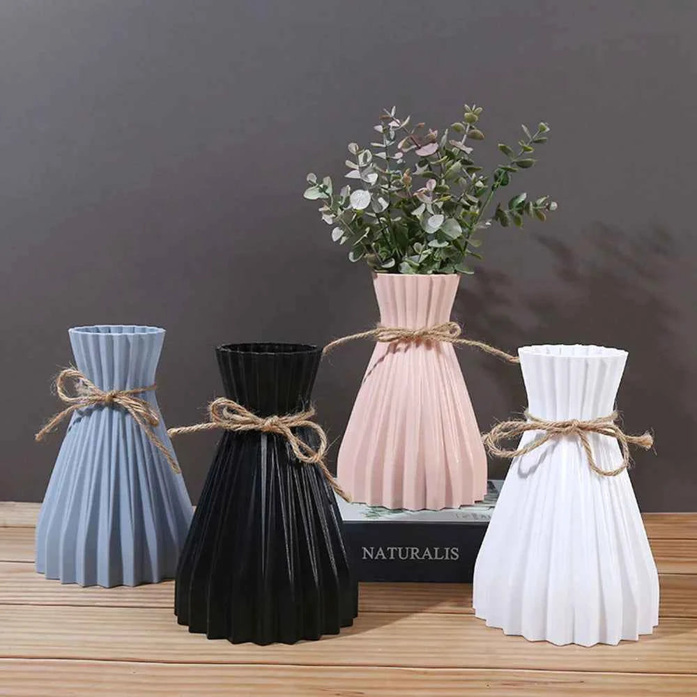 Creative Origami Vase European Pleated Vase Plastic Waist Folding Flower Vase Folding Paper Style Dry Flower Bottle Modern