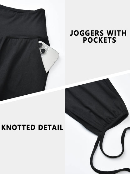 Women's Loose Capri Yoga Pants — Soft Elastic Joggers with Side Pockets